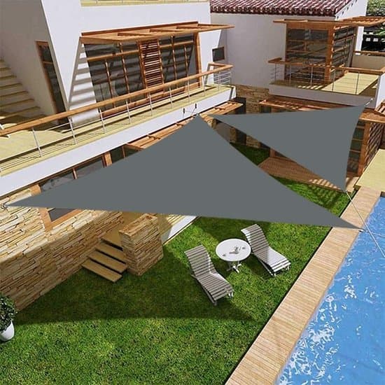 Triangulär skuggduk (3x4x5m) - Ogenomskinlig 95% UV-skydd Utomhusmarkis med fasta rep (Antracit)