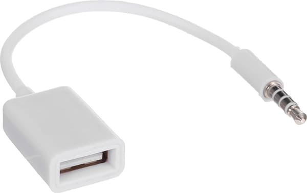 3,5 mm til USB bil lydkabel - Hvid
