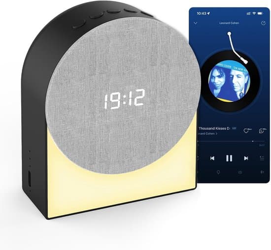 Vækkeur, lampe, Bluetooth-højttaler, hvid støjgenerator, sort