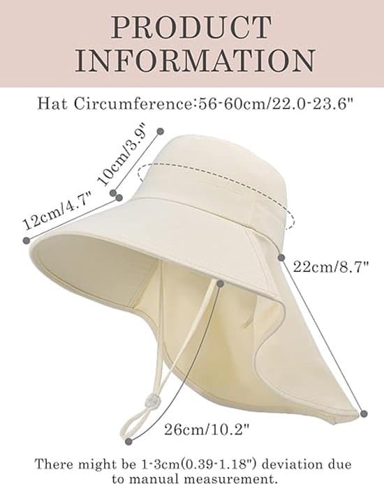 Solhat - solbeskyttelse - nakke beskyttelse - foldbar - beige