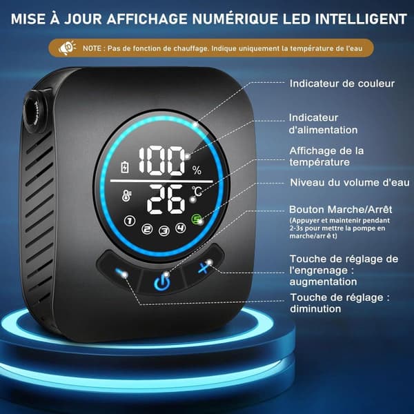 Campingbruser, bærbar bruser, campingbrusersæt, med smart display og 4-tilstands brusehoved, velegnet til udendørs camping, grå.