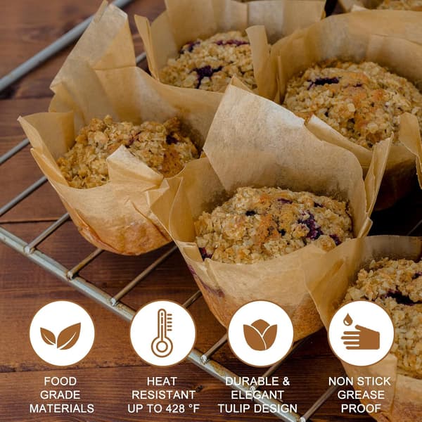 120-pack non-stick tulpanpappersformar för muffins och cupcakes.