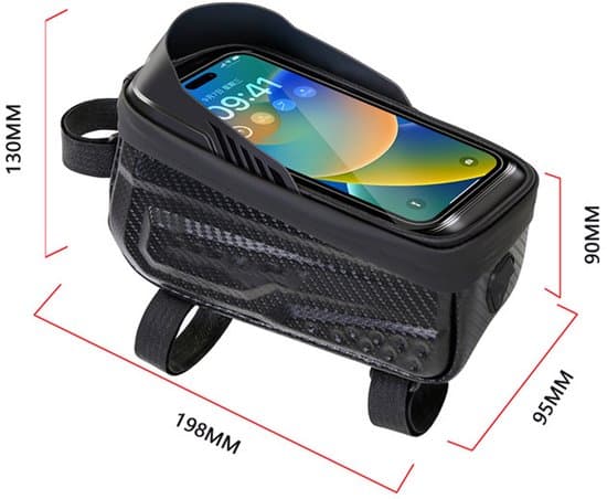 Vandtæt Cykelrammetaske - Med Touchscreen Telefonholder