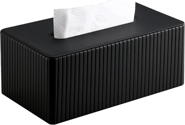 Læder tissueboks, rektangulær tissueboks, velegnet til kontor, hjem og badeværelse (sort).