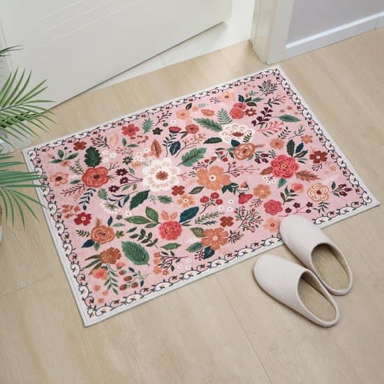 Tæppe - Blomstermønster - Pink - 40 x 60 cm