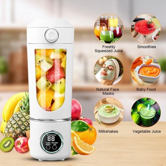 Bærbar blender 700ml 12 knive Milkshake Maker LCD USB-C Hvid