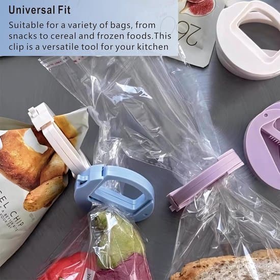 4-pak blå magnetiske genanvendelige madposeklemmer, forsegler chips, brød, snacks og kæledyrsfoder