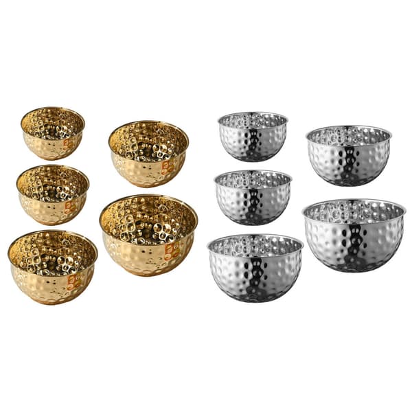 Elegant 20 cm rustbestandig salatskål i rustfrit stål - Guld