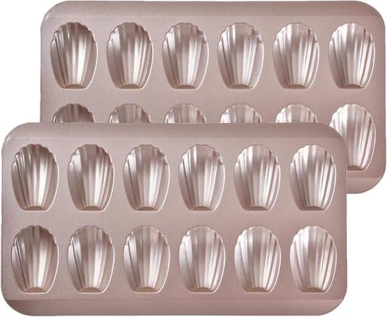 Madeleine kakformar, 2 stycken, 12-pack non-kolstål, guld