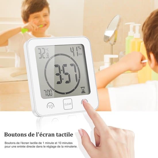 Digital Vattentät Dusch- & Badrumsväggklocka med Termometer, Hygrometer & Nedräkningstimer.