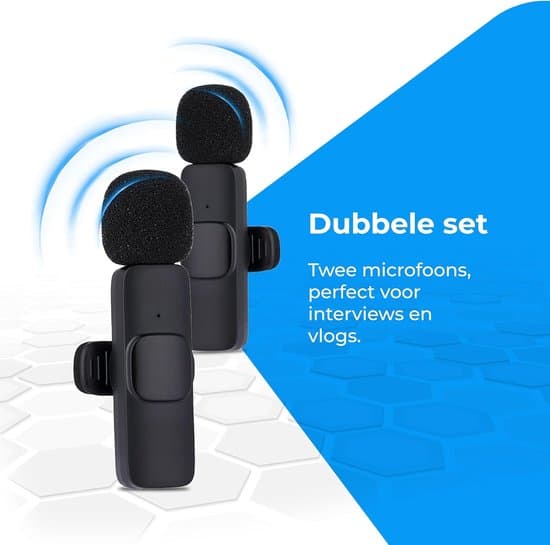 2-pack Plug-and-Play Trådlösa Lavalier-mikrofoner för iPhone/Android/PC