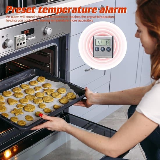 Digital Grilltermometer - Køkken Kødtermometer - Præcis Madlavning - Justerbar Alarmtimer - 0-250 Grader - Sort