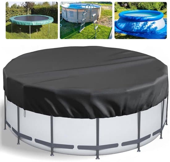 Poolskydd Dragsko Rund 370cm Diameter Vattentät Svart