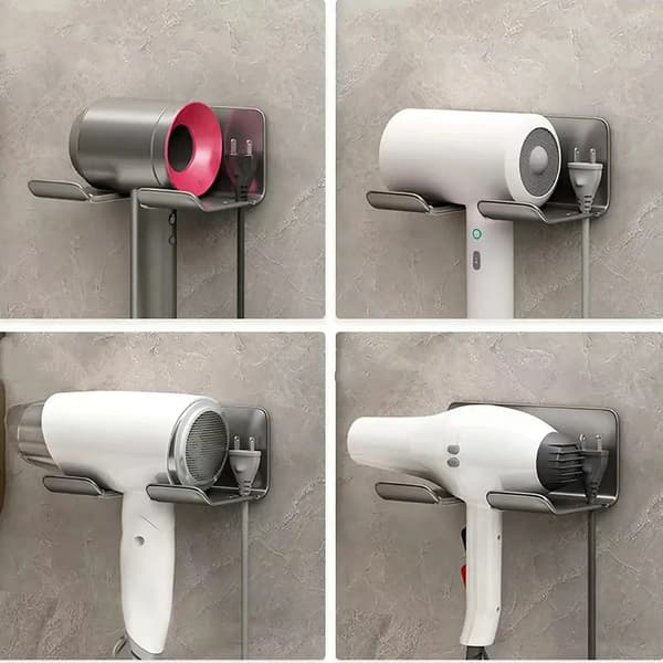 Hårtorksställ, hårtorksställ för Dyson hårtorkar, väggmonterat hårtorksställ med 5 magnetiska munstyckshållare, grå.