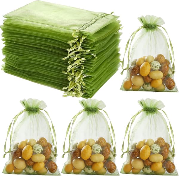 Fruktskyddspåsar - 50-pack - Dragsko Organza Grönsaks- & Godispåsar - 20x30 cm