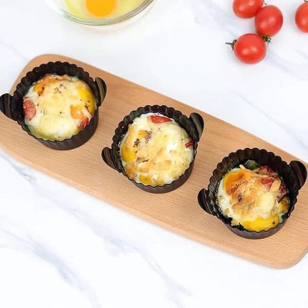 Grå 6-delad silikonform för muffins och ägg, 7x9x5,5 cm
