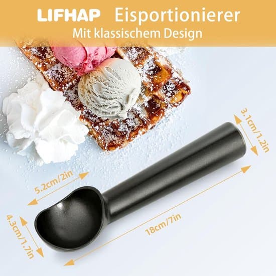 Is-skeer, sort aluminium, 18 cm, helstøbt, non-stick belægning (sort).