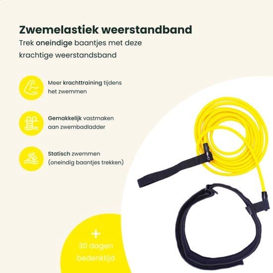 3-meter justerbar elastisk svømmetræner med modstandssnor (gul)