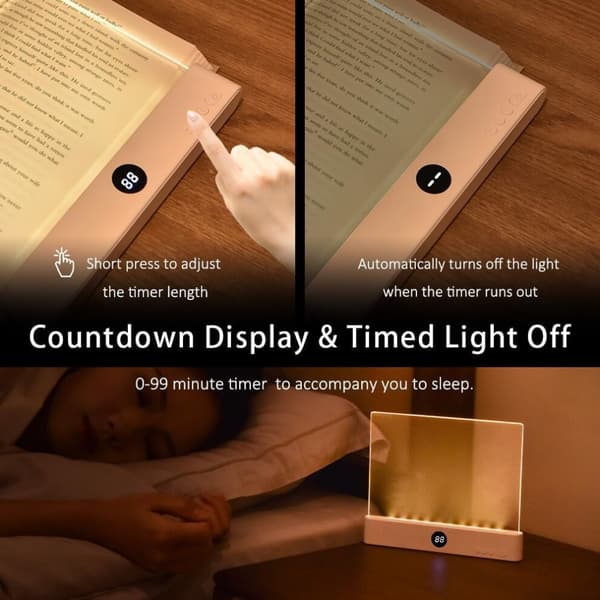 Litteä LED-lukulamppu, 3 väritilaa, ladattava