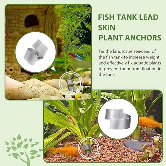 Akvarieväxtvikter - 25-pack - Flexibla/vikbara ankare - 70x10x1mm - Silver