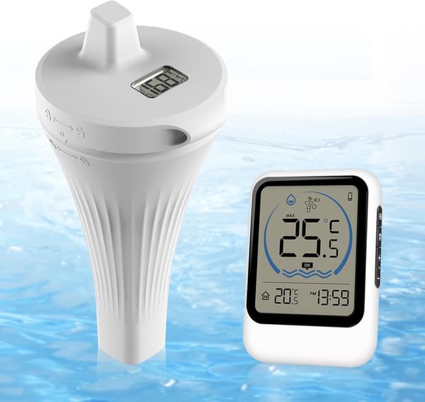 Digital flytande pooltermometer - IP68 vattentät - Vit