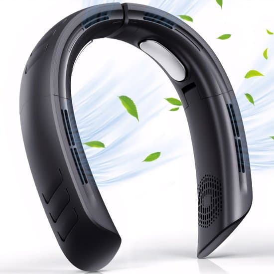 Halsventilator, 6000mAh USB genopladelig, 360° foldbart design, Sort