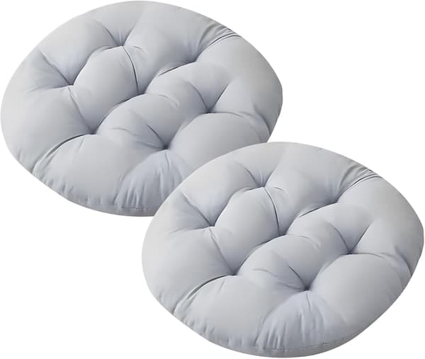 2-pack runda halkfria golv- och matsalsstolsdynor (40 cm, grå)