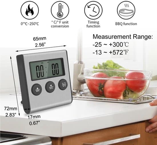 Digital LED-termometer med sond och timerfunktion för matlagning - batteri ingår ej