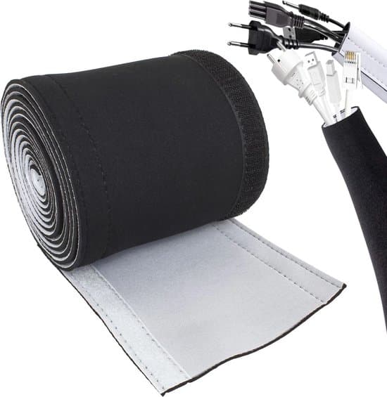 300 cm x 13,5 cm sort velcro kabelstyringsrør og sæt