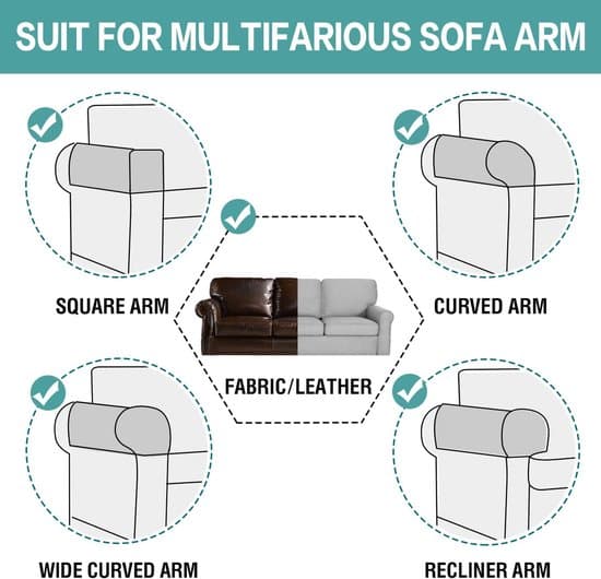 2-pack silvergrå elastiska soffarmstöd och fåtöljskydd