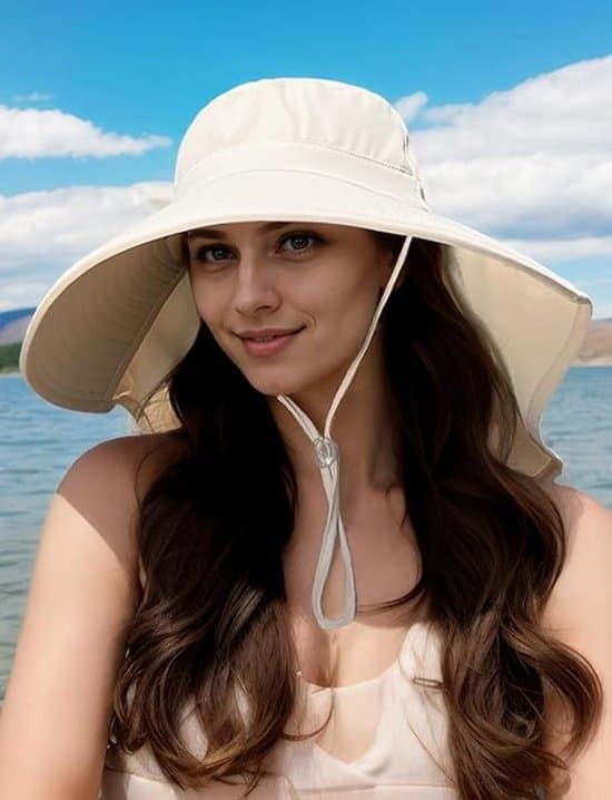 Solhat - solbeskyttelse - nakke beskyttelse - foldbar - beige