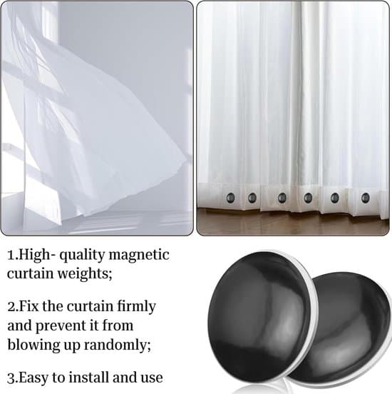 Set med 12 duschdraperimagneter – Blyvikter/fästen – Duschdraperitillbehör för draperier och foder (Svart)