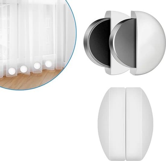 2-par starka 4 cm diameter magnetiska duschdraperi/duk motvikter - vit