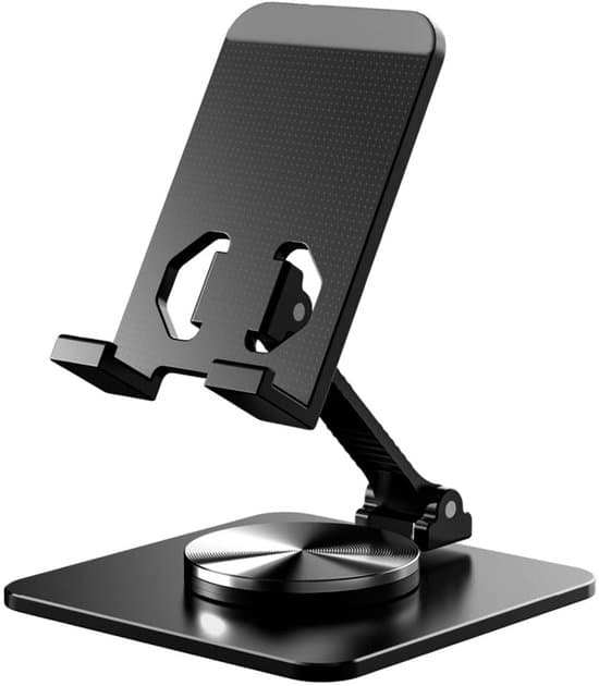 360° Roterbar Sammenfoldelig Desktop Telefon- og Tabletstander - Sort