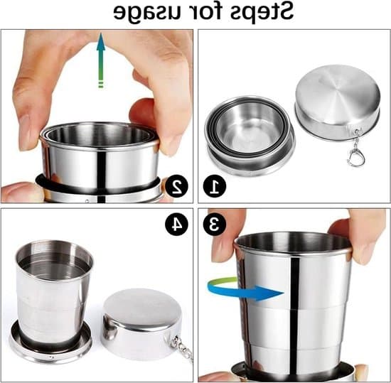 Hopfällbar drickskopp i rostfritt stål - kompakt och lättviktig - 2-pack
