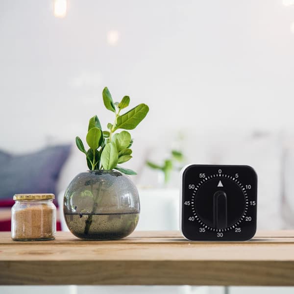Bærbar 60-minutters mekanisk timer, høj alarmtæller, manuel timer, 2,4 tommer sort.