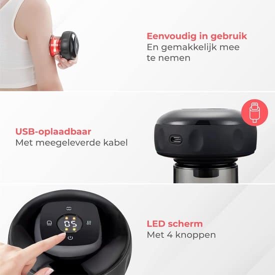 Elektrisk Massager - 72 Tilstande - Helkrop - Cupping Massage Sæt - Cellulitefjernelse Cupping - Anti-Cellulite (Sort)