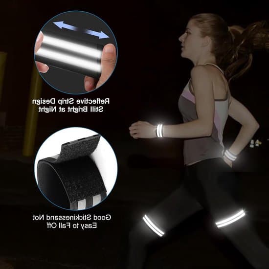 Reflexband för utomhusaktiviteter och säkerhet, 6-pack - jogging, cykling, svart.