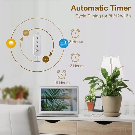 LED-plantegrowlight, USB-adapter, udvidelig, indendørs, timerstyring, dæmpbar, hvid, til små planter