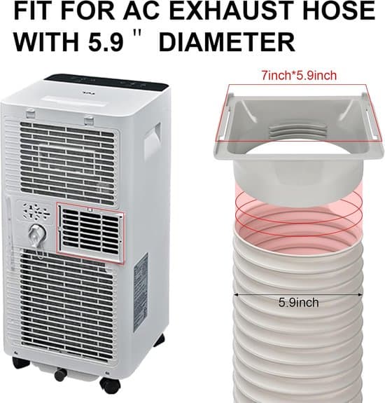 Bærbar AC-drænslangekobling 5,9 tommer Aircondition-udluftningsrørforbindelse Bærbar Aircondition-interfaceadapter Tilbehørsdele (AA02)