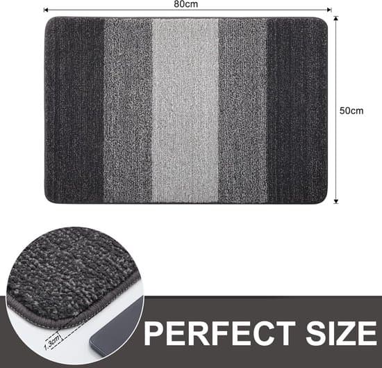 Tæppe - Super absorberende - Skridsikkert - Velegnet til for- og bagdøre - 50*80 cm - Grå