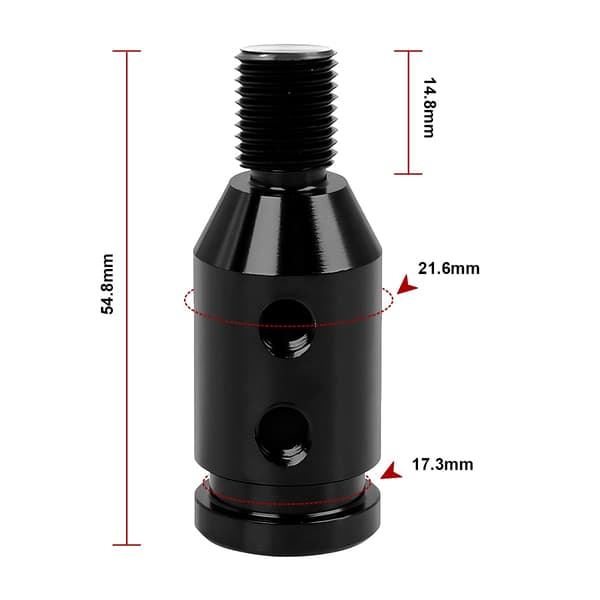 Universal adapter til gearknop i aluminium til biltransmissioner (sort)