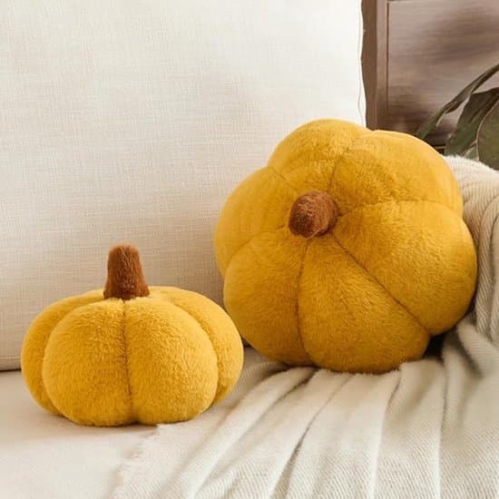 Græskar Pyntepude - Halloween Dekoration - 20cm Gul