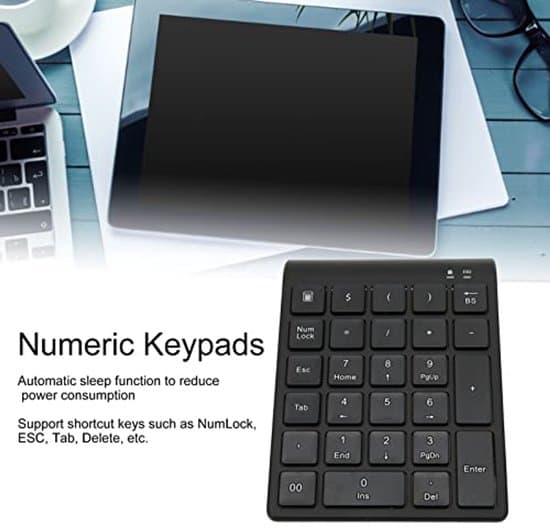 Trådløst numerisk tastatur, 27-tasters Bluetooth, automatisk dvale