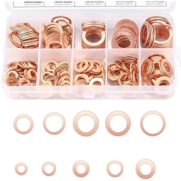 200 kopparpackningar – M5 till M14, metallpackningssatser.