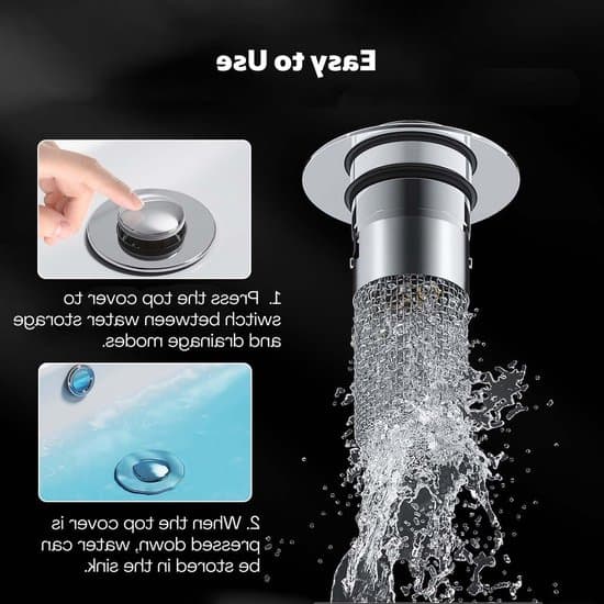 2-delt Universal Håndvaskprop med Hårfanger - Pop-up Afløbsprop 34-40 mm