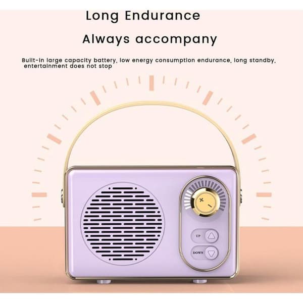 Högkvalitativ retro Bluetooth-högtalare - Bluetooth-högtalare - Lång batteritid - Rosa