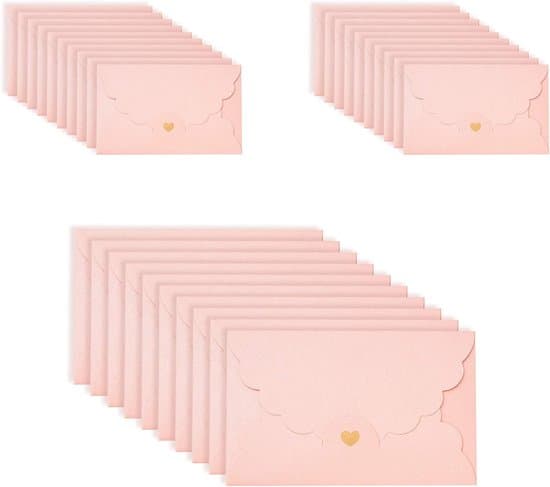 20-pak Kraftpapir Hjerte-forseglede Mini Konvolutter - Pink/Blå