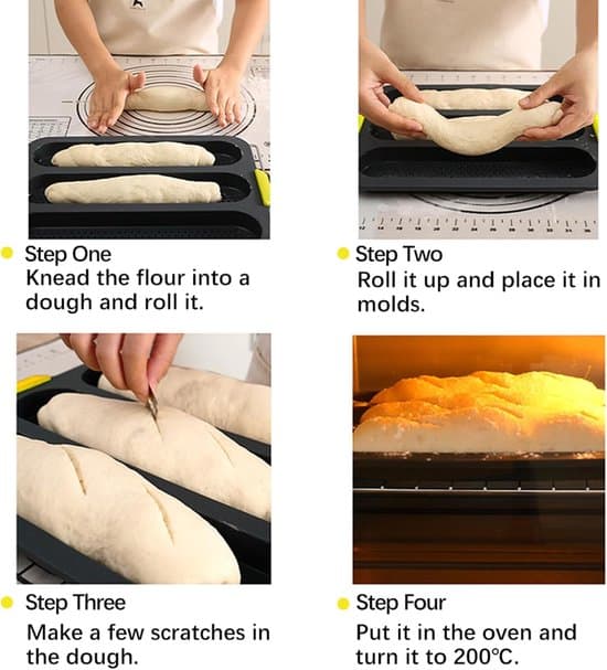 Sort silikone baguette brød bageform 33,5x23,5x2,5 cm