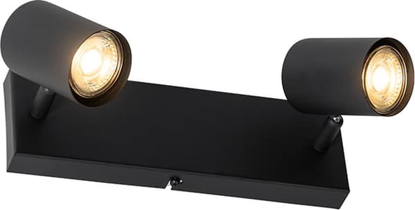 Moderne loftspotlights, overflademonterede dobbeltlamper med 260 mm rørlængde (sort) til stuer og soveværelser